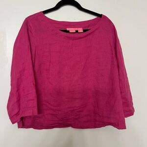 Isaac Mizrahi Vibrant Pink Linen Blouse